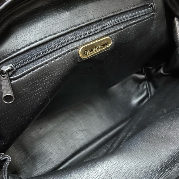 GIANI BERNINI BLACK LEATHER CROC Dome Clasp Purse Handbag - Picture 5 of 10